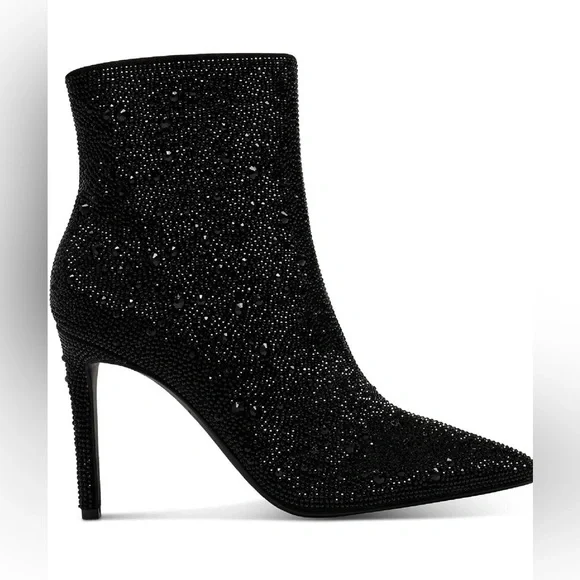 INC International Concepts Black Glitter Heeled Boots‎ - Picture 2 of 7